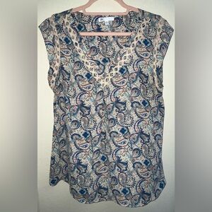 DR2 Blue and Pink Blouse with Flowing Silhouette